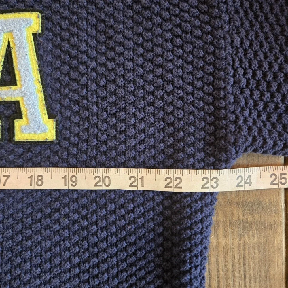 Aerie Sweater Womens Large Navy Collegiate Oversized Cardigan Varsity Letterman - Picture 7 of 12